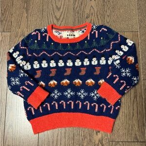 Mini Boden Navy and Red Holiday Sweater size 18/24M